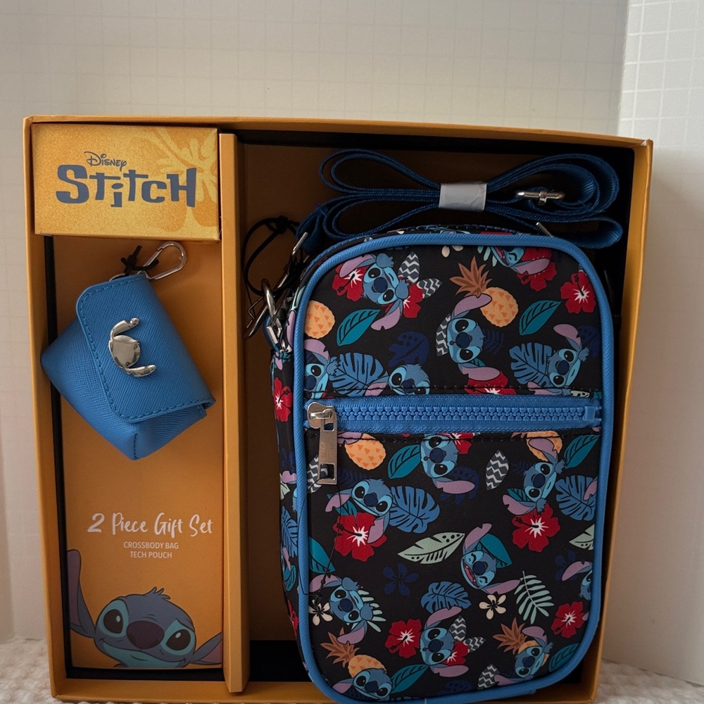 Disney Stitch Crossbody Bag Set - Blue and Black